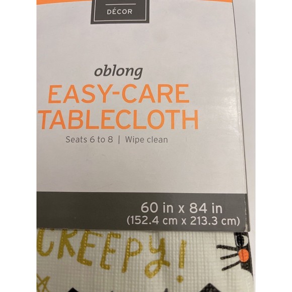 Plaid Vinyl Tablecloth 60x84 Orange Black Halloween Rectangle Oblong -NEW - Picture 3 of 4